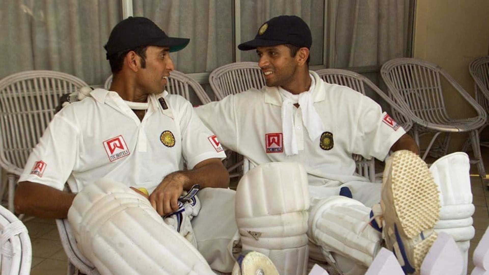 VVS Laxman and Rahul Dravid after they survived ne whole day, Image credit: Facebook/SunRisers Hyderabad