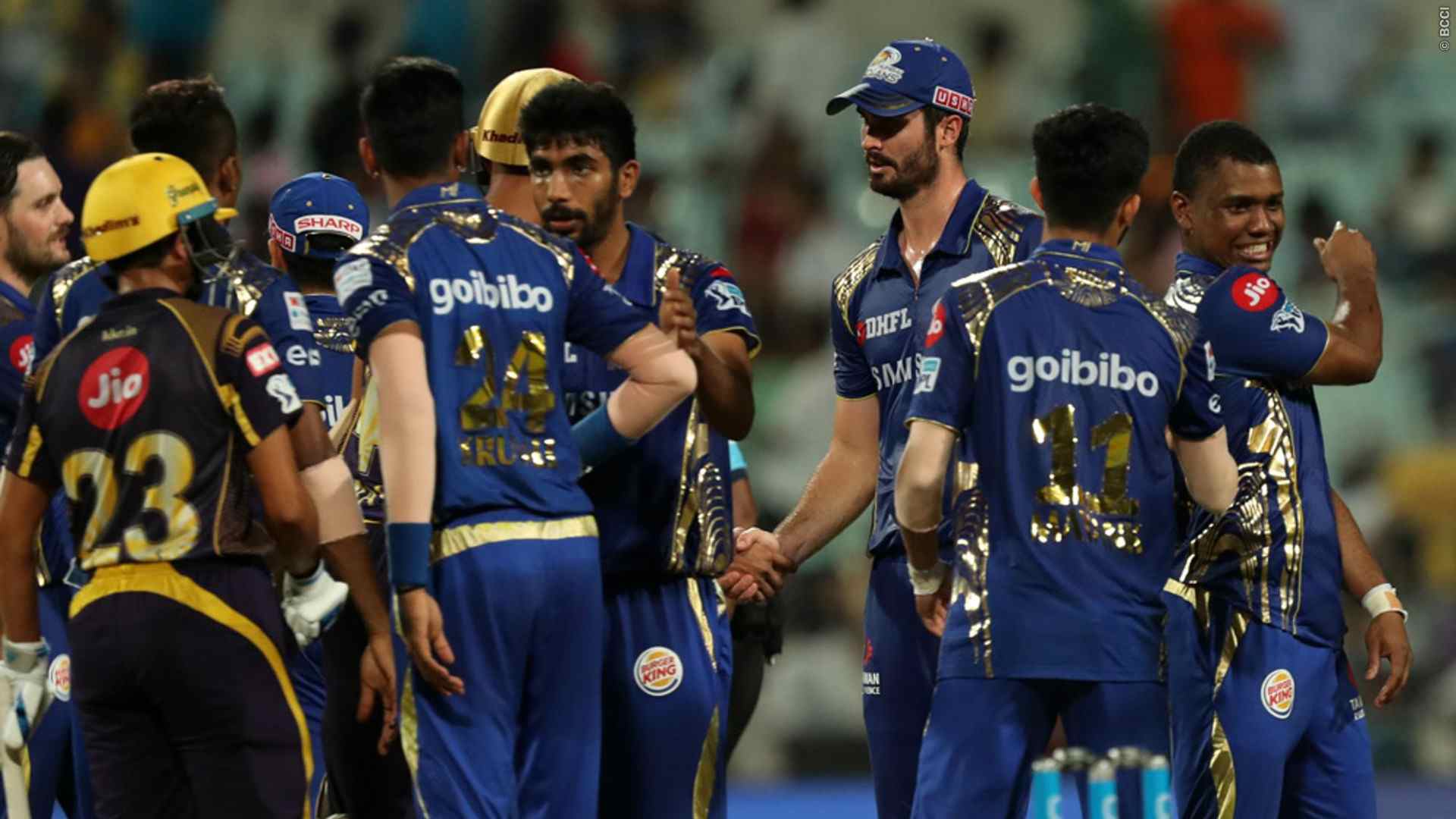 KKR and MI players in a file photo. (Image credit: Twitter)