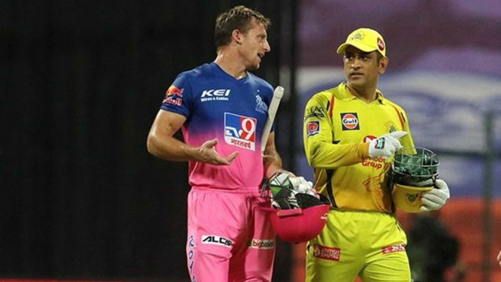 Jos Buttler and MS Dhoni in a file photo. (Image credit: Twitter)