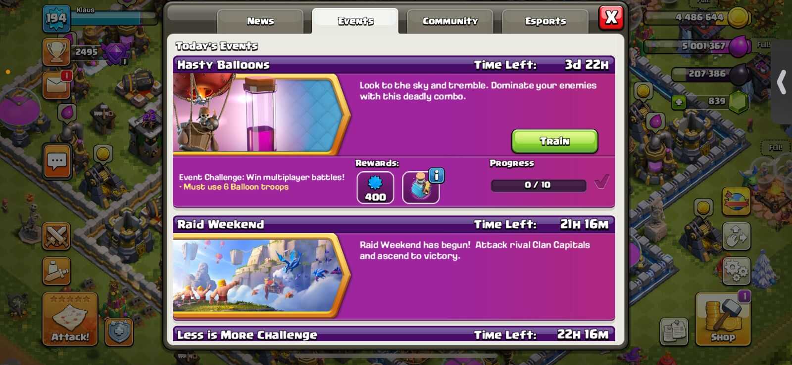 Hasty Balloons challenge in Clash of Clans
