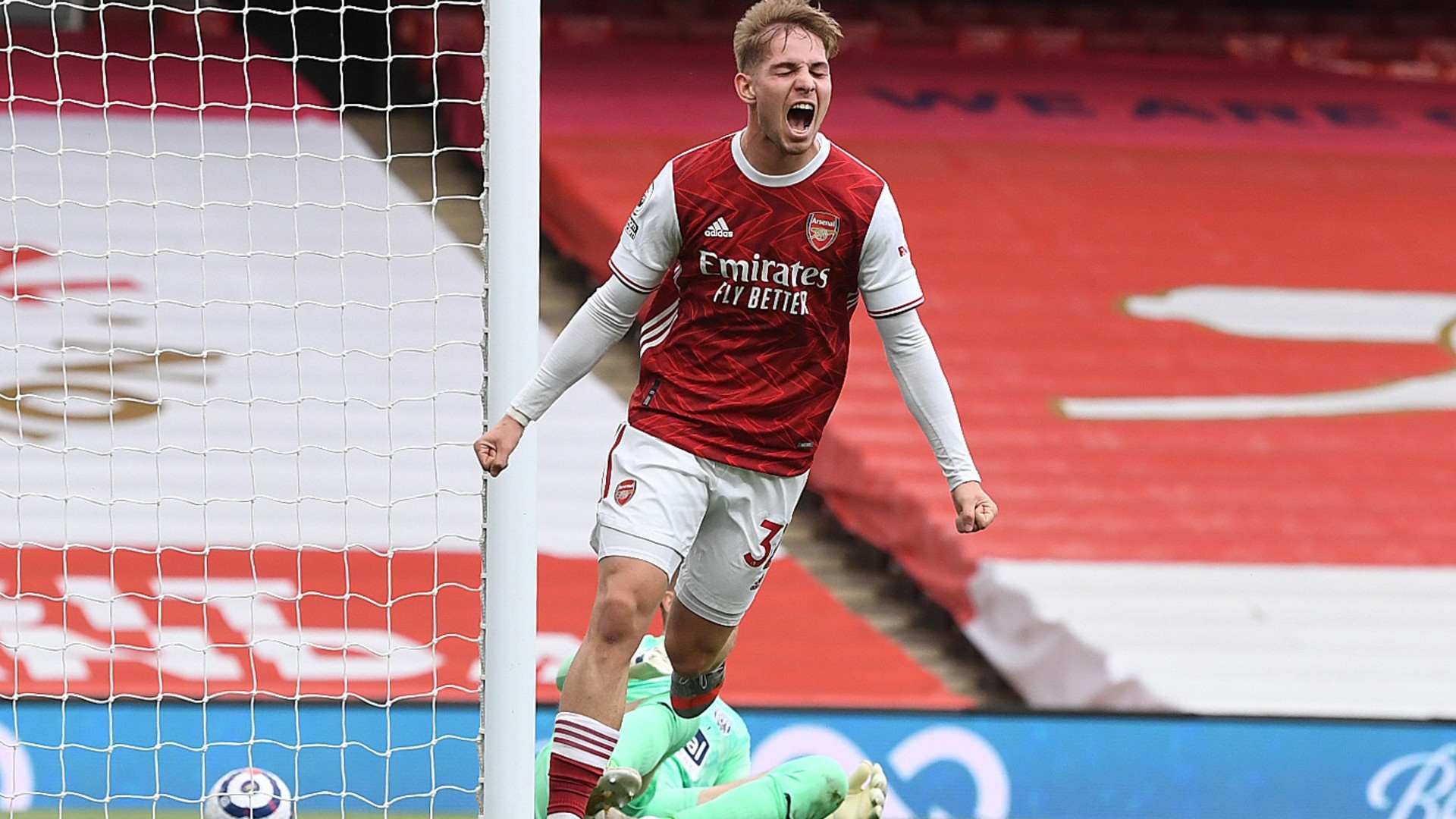 Emil Rowe opened the scoring for Arsenal in the 3-1 win against West Brom; Credit: Twitter/@Arsenal