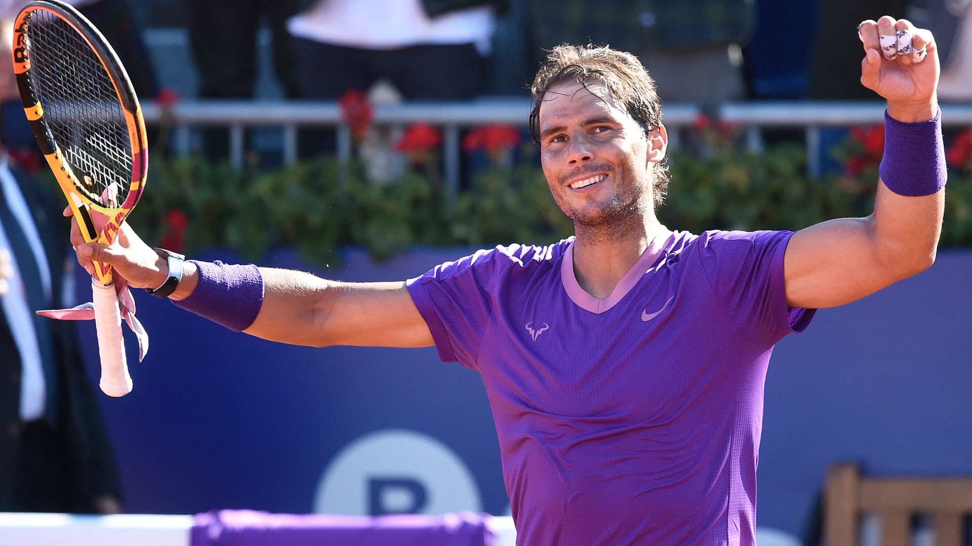 Rafael Nadal celebrates his semi-final win in the Barcelona Open. (Image: Twitter/@atptour)