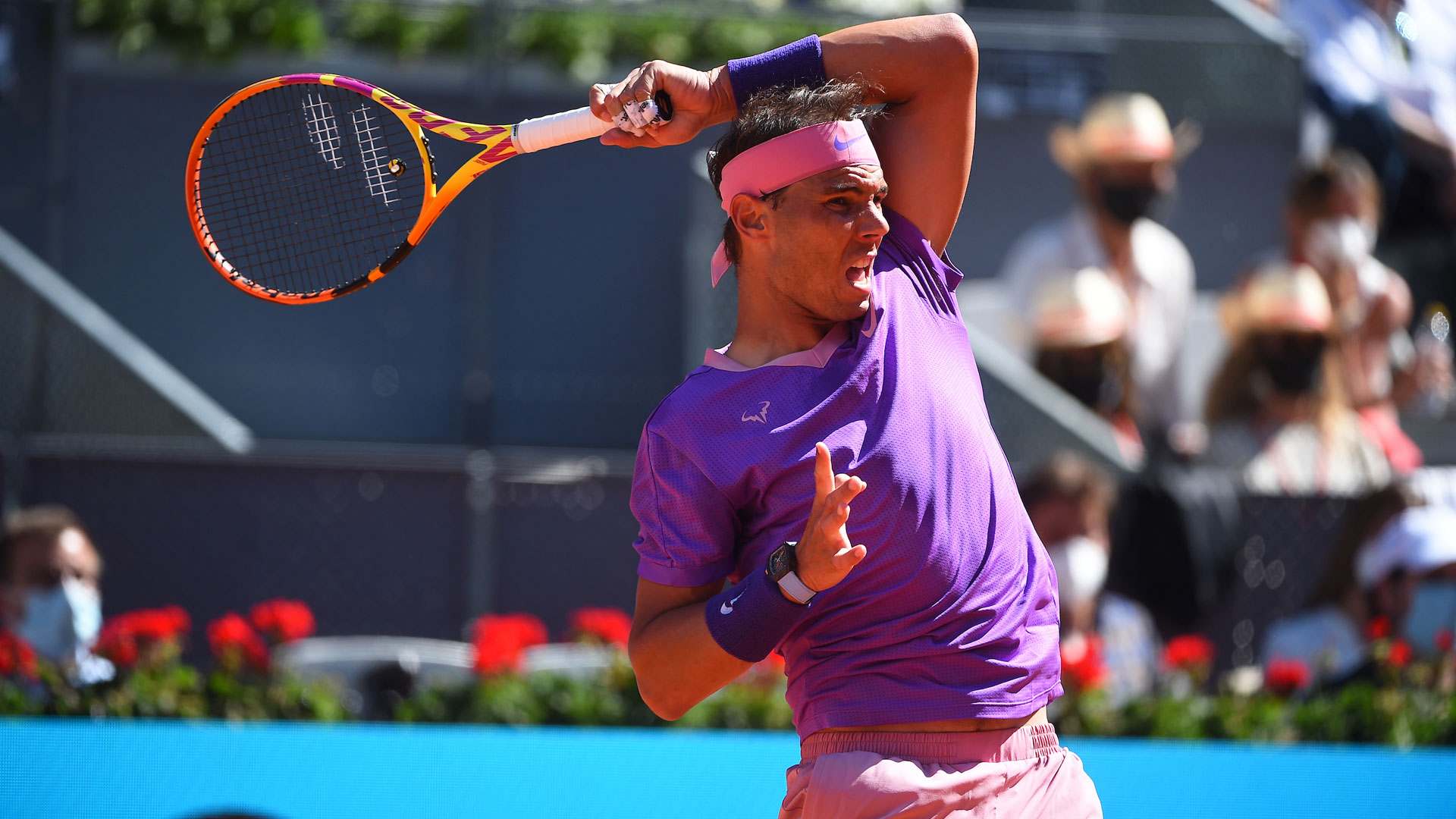 Rafael Nadal in action in Madrid Open; Credit: ATP Tour Twitter